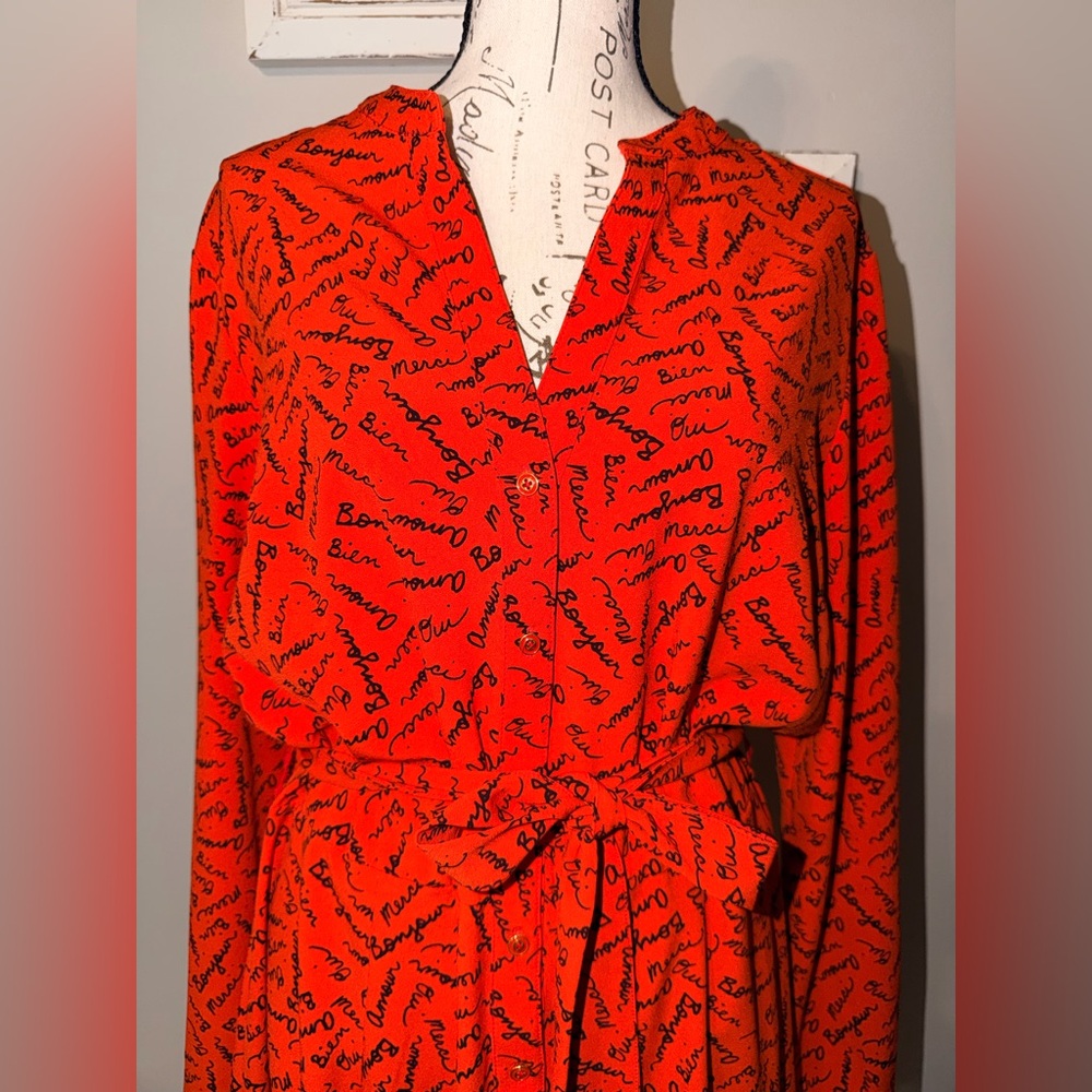 Banana Republic Vibrant Orange Parisian Flair Long Sleeve Dress - Picture 6 of 10